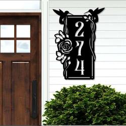 personalized garden floral address sign hummingbirds rose vertical house number plaque custom metal sign 1