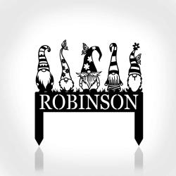 personalized garden gnome family name sign decorative custom metal sign 2
