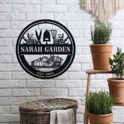 personalized garden tools vegetable garden decorative custom metal sign 1