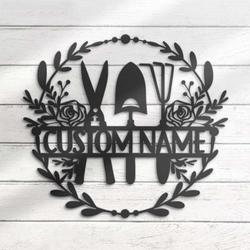 Personalized Gardening Tool  Farmhouse Lawn Yard Decorative Garden Custom Metal Wall Art
