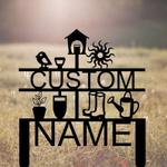 personalized gardening tools sun bird yard stakes decorative garden custom metal sign 0