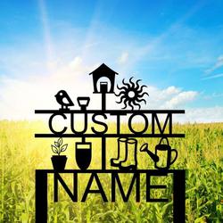 personalized gardening tools sun bird yard stakes decorative garden custom metal sign 1