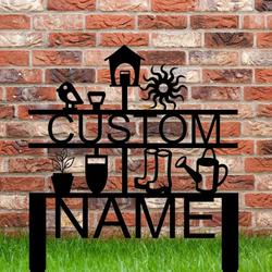 personalized gardening tools sun bird yard stakes decorative garden custom metal sign 2
