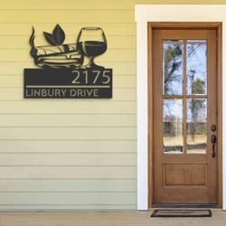 personalized gentlemen club bar liquor and cigar address sign house number plaque custom metal sign 2