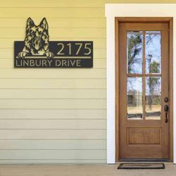 personalized german shepherd dog cute puppy address sign house number plaque custom metal sign 2