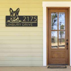 personalized german shepherd dog puppy address sign house number plaque custom metal sign 2