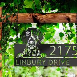 personalized german shorthaired pointer dog v1 cute puppy address sign house number plaque custom metal sign 1