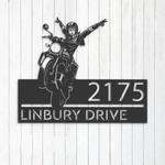 personalized girl biker motorbike rider address sign house number plaque custom metal sign 0