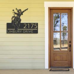 personalized girl biker motorbike rider address sign house number plaque custom metal sign 1