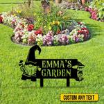 personalized gnome and mushroom metal garden sign coated laser cut 0