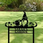 personalized gnome garden yard stakes decorative custom metal sign 0