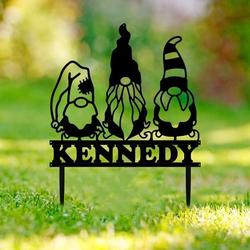 personalized gnome monogram garden yard stakes decorative custom metal sign housewarming gift 1