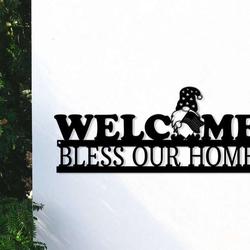 personalized gnome welcome garden family name independence day decorative custom metal sign 1