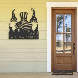personalized gnomes 4th of july patriotic address sign house number plaque custom metal sign 1