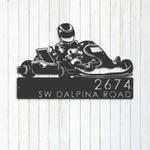 personalized go kart driver racing address sign house number plaque custom metal sign 0