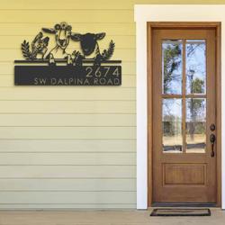 personalized goat sheep chicken farmhouse farm animals address sign house number plaque custom metal sign 2