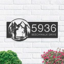 personalized golf club male golfer address sign house number plaque custom metal sign 2