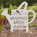 personalized grandmas garden watering can yard stakes decorative custom metal sign 0