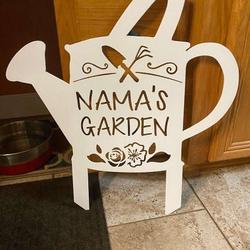 personalized grandmas garden watering can yard stakes decorative custom metal sign 2