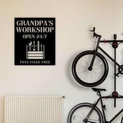 personalized grandpas workshop sign open 247 garage custom metal signs gifts for dad papa grandpa 1