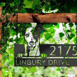 personalized greyhound dog cute puppy address sign house number plaque custom metal sign 1