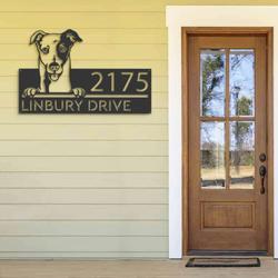 personalized greyhound dog cute puppy address sign house number plaque custom metal sign 2