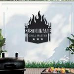 personalized grill master sign bbq barbecue sign fire pit sign kitchen home backyard decor 0