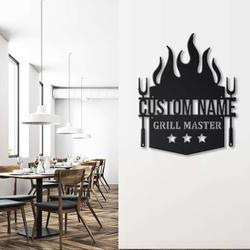 personalized grill master sign bbq barbecue sign fire pit sign kitchen home backyard decor 2