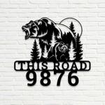 personalized grizzly bear address sign house bear number plaque custom metal sign 0