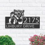 personalized grizzly bear address sign house number plaque custom metal sign 0