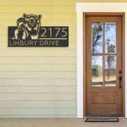 personalized grizzly bear address sign house number plaque custom metal sign 2