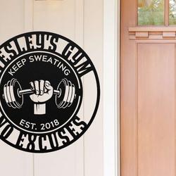 personalized gym workout room heavy weight lifting home gym decor custom metal sign 1
