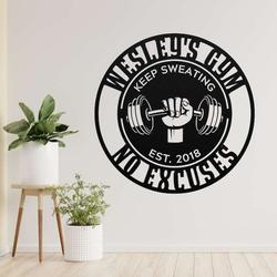 personalized gym workout room heavy weight lifting home gym decor custom metal sign 2