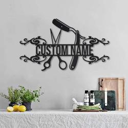 personalized hair dresser tools metal sign hair stylist sign hairstylist studio sign barber gifts 1