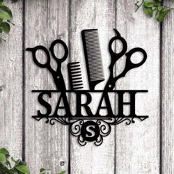 personalized hair stylist metal sign hair artist name sign hairstyle shop sign barber shop decor 1