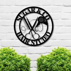 personalized hairdresser hair studio salon business custom metal sign 1