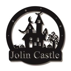 Personalized Halloween Castle House Metal Wall Art Custom Family Name Sign Halloween Decoration for Home