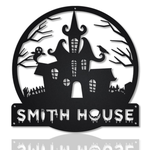 personalized halloween castle house metal sign v2 halloween decoration for home 0