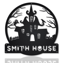 Personalized Halloween Castle House Metal Wall Art  Halloween Decoration For Home