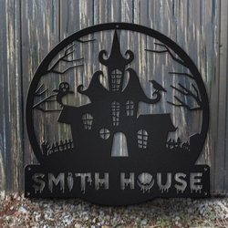 personalized halloween castle house metal sign v2 halloween decoration for home 2