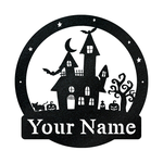 personalized halloween haunted castle metal sign haunted house sign halloween decoration for home 0