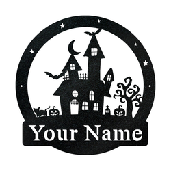 Personalized Halloween Haunted Castle Metal Wall Art Haunted House Sign Halloween Decoration For Home