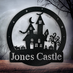 personalized halloween haunted castle metal sign haunted house sign halloween decoration for home 1