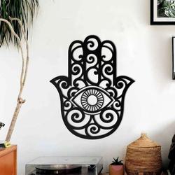 personalized hamsa hand evil eyes hand of fatima v2 yoga studio home decor custom metal sign 1