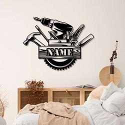 personalized handyman sign repairman gift workshop custom metal signs garage decor 1