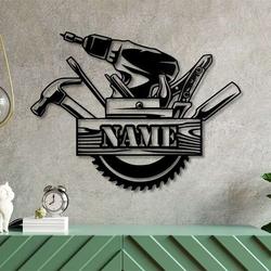 personalized handyman sign repairman gift workshop custom metal signs garage decor 4