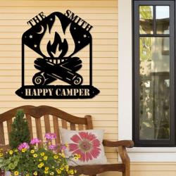 personalized happy camper metal signs campfire sign decor camping metal wall art campsite outdoor decor funny camping signs 2