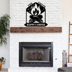 personalized happy camper metal signs campfire sign decor camping metal wall art campsite outdoor decor funny camping signs 3