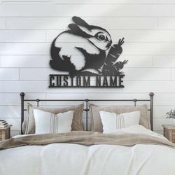 personalized happy easter bunny rabbit farm decorative garden custom metal sign 2