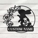 personalized happy easter rabbit butterfly bunny lawn yard decorative garden custom metal sign housewarming gift 0